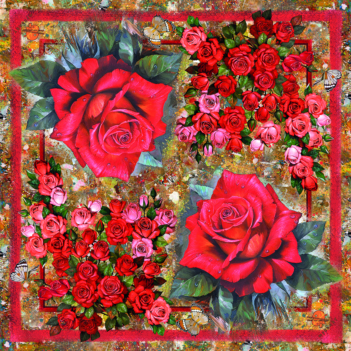 Red Roses Silk Scarf